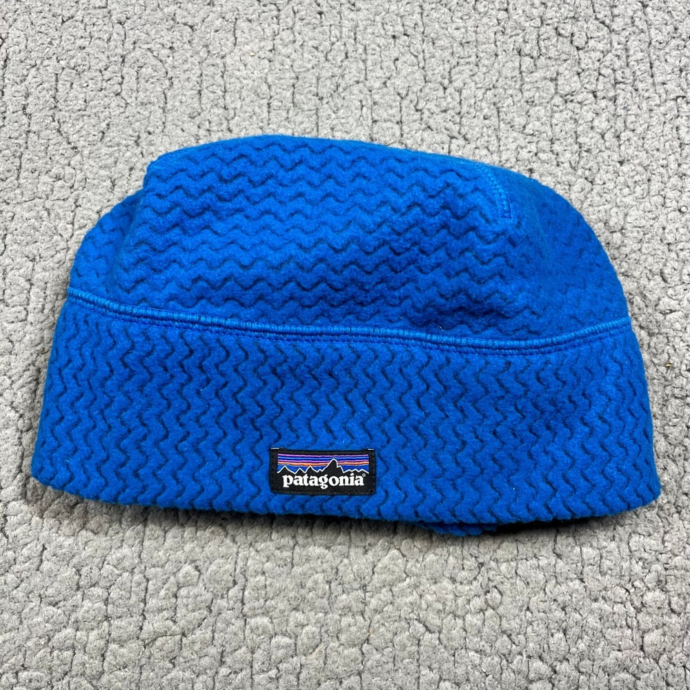 Patagonia R1 Air Beanie Blue Zigzag Textured Fleece Performance Hat